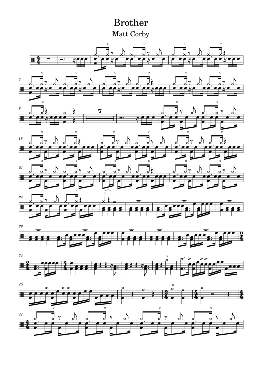 Brother (lover Remix) Drum Set scores gallery preview page 1