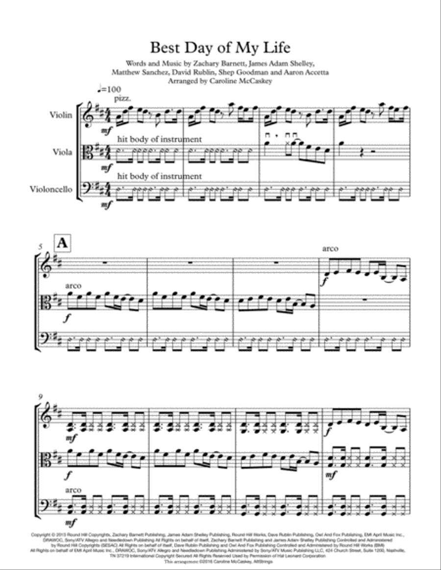 Best Day Of My Life String Trio scores gallery preview page 3