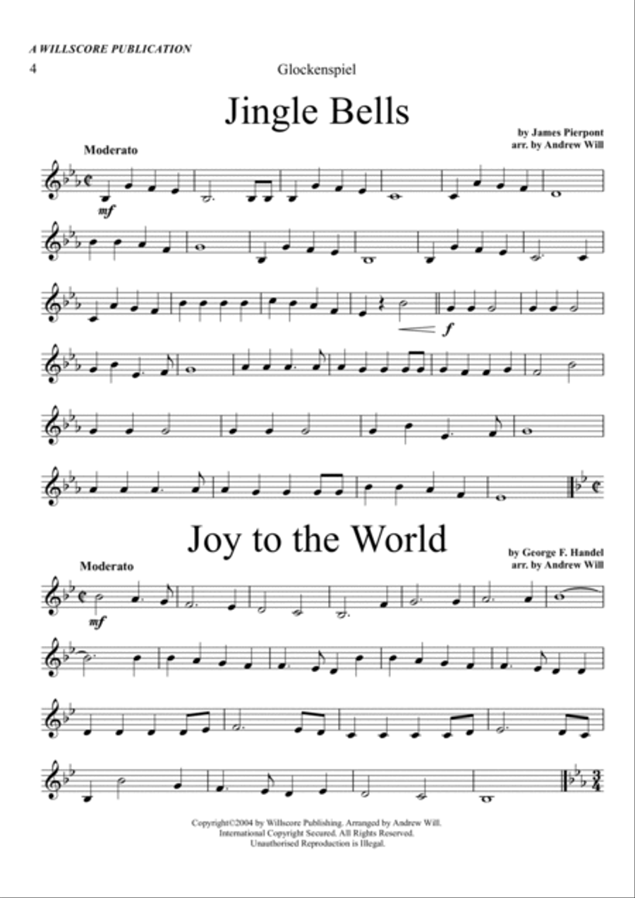 Christmas Carol Selections - Glockenspiel/Xylophone Piano scores gallery preview page 4