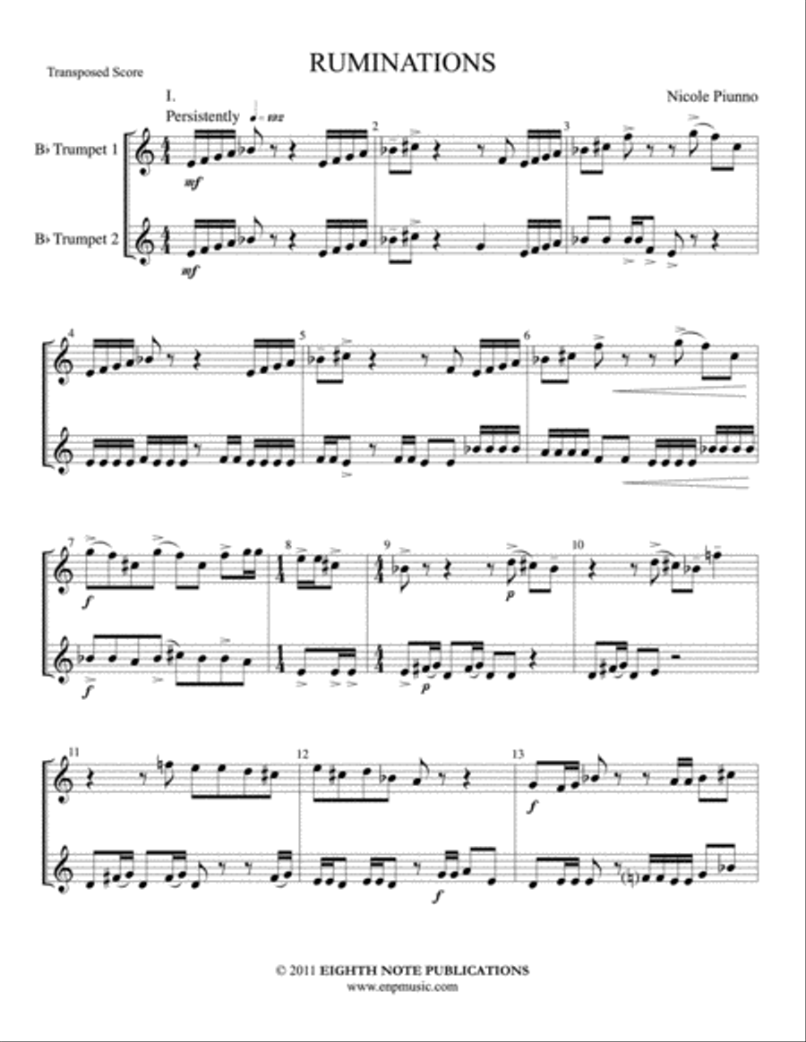 Ruminations Trumpet Duet scores gallery preview page 3