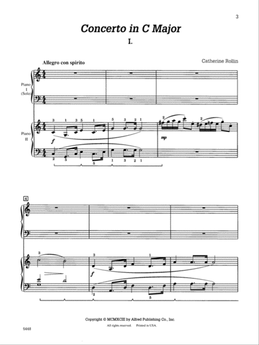 Concerto in C Major: In Three Movements for Solo Piano with Piano Accompaniment - Piano Duo (2 Pianos, 4 Hands) School and Community scores gallery preview page 3