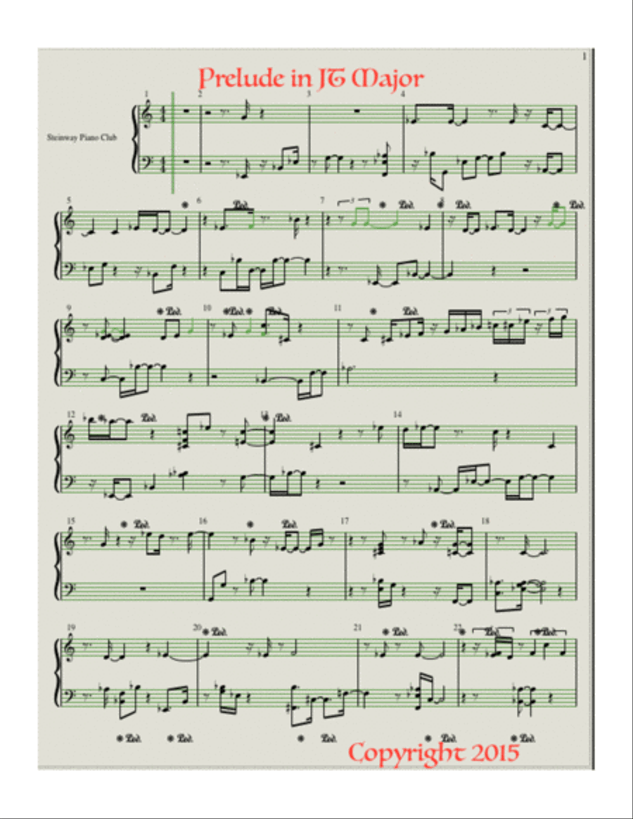 PRELUDE IN JT MAJOR Piano Solo scores gallery preview page 1