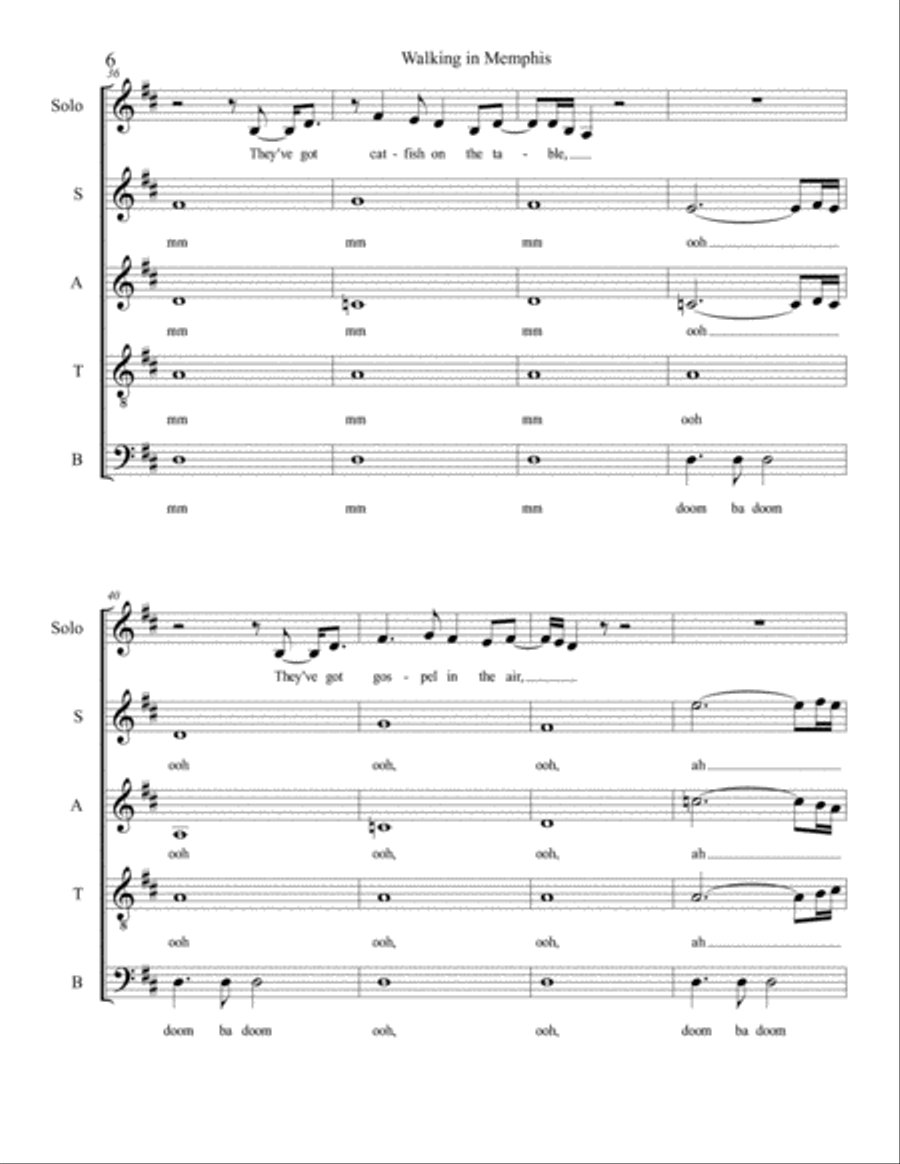 Walking In Memphis 4-Part scores gallery preview page 6