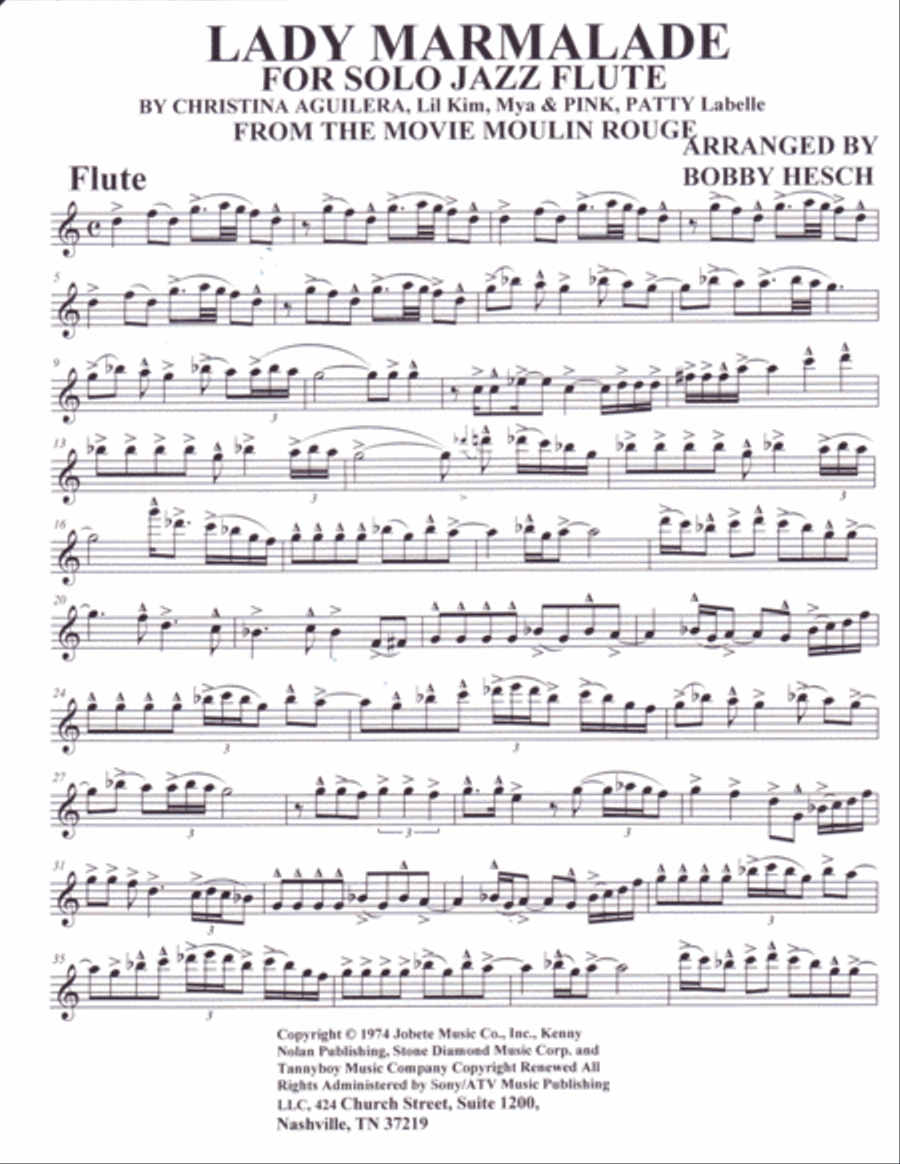 Lady Marmalade Flute Solo scores gallery preview page 2