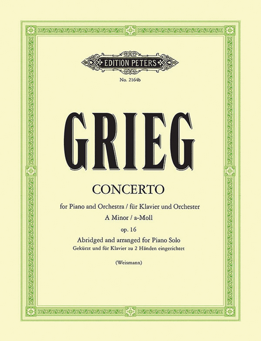 Edvard Grieg: Piano Concerto (Abridged And arranged For Piano Solo)