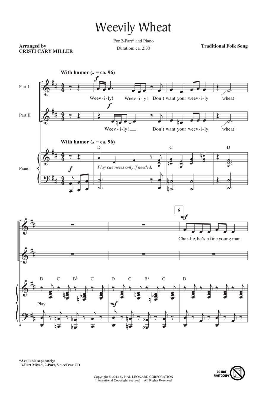 Weevily Wheat Weevily Wheat 2-Part scores gallery preview page 1