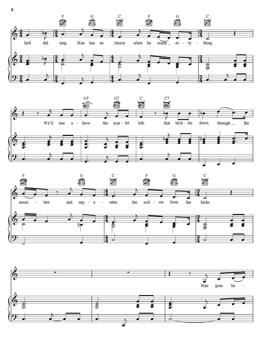 The Scarlet Tide Piano, Vocal, Guitar scores gallery preview page 2