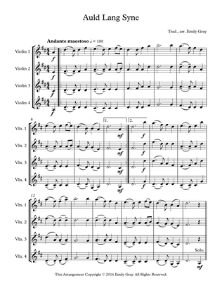 Auld Lang Syne (4 Violins)