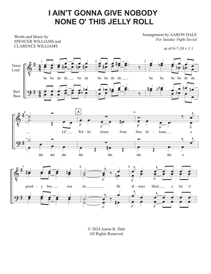 I Ain’t Gonna Give Nobody None O’ This Jelly Roll TTBB scores gallery preview page 1