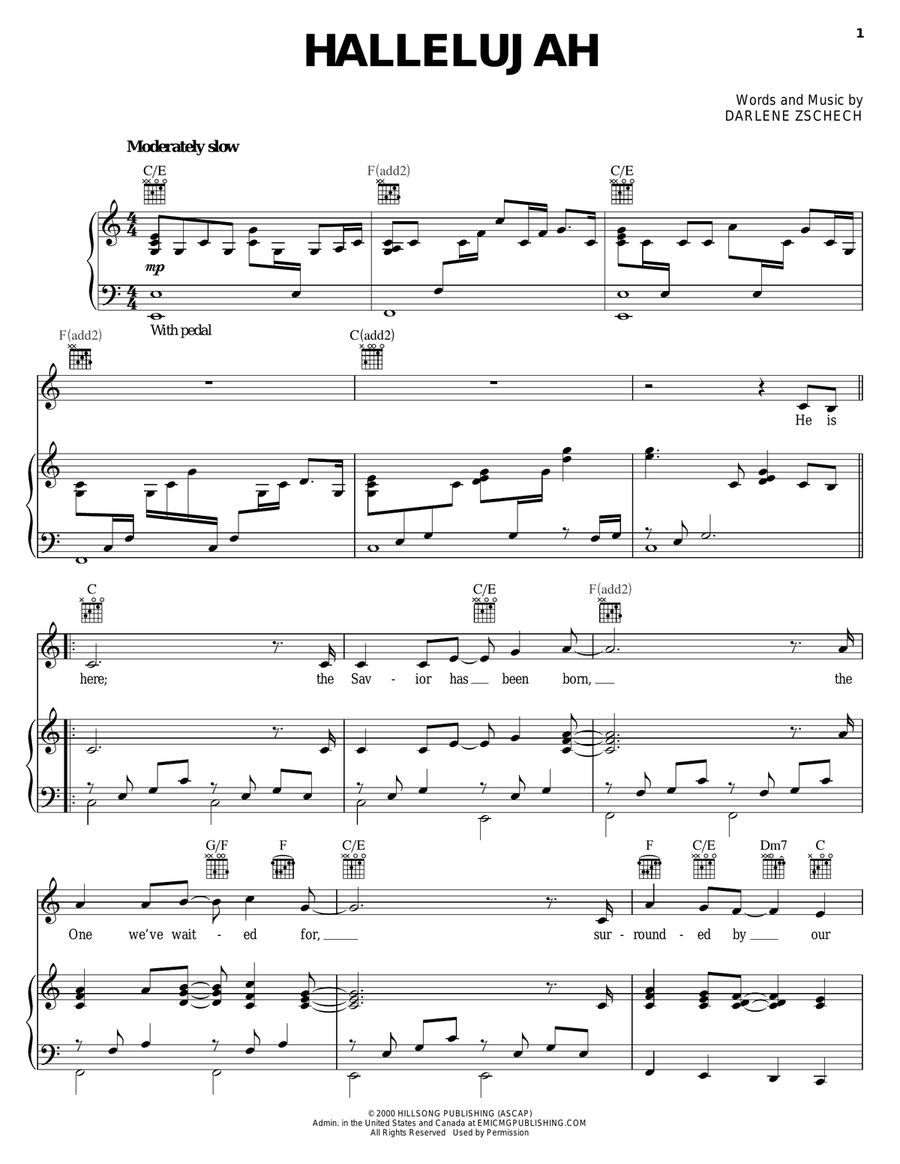 Hallelujah Hallelujah Piano, Vocal, Guitar scores gallery preview page 1