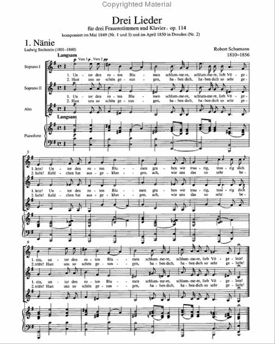 Drei Lieder op. 114 Choir scores gallery preview page 2