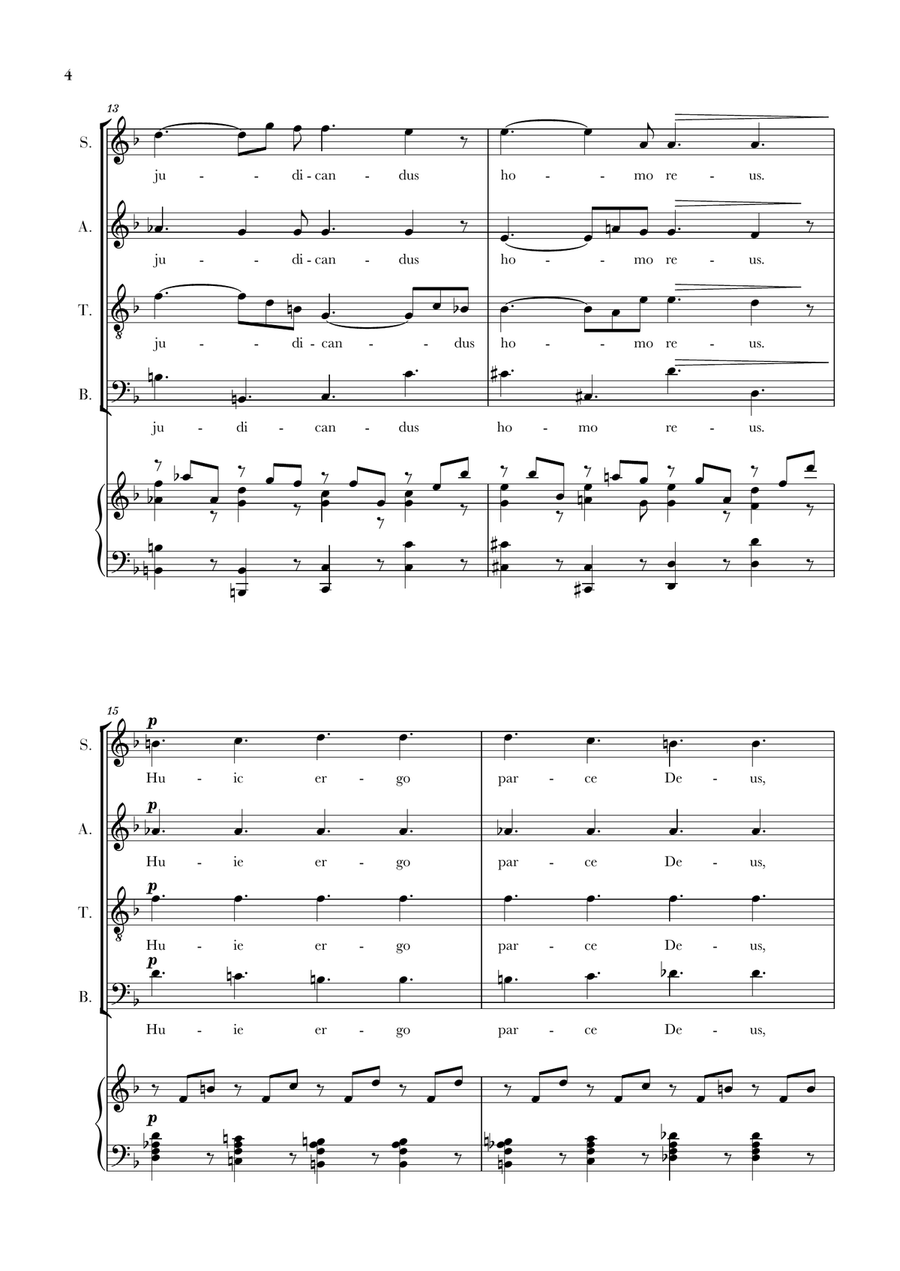 W. A. Mozart - Requiem - Lacrimosa (SATB and Piano Accompaniment) 4-Part scores gallery preview page 4