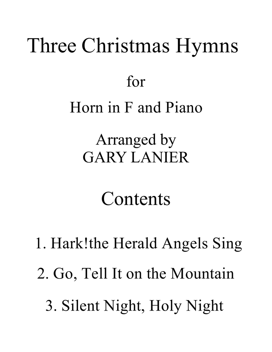 THREE CHRISTMAS HYMNS (Duets for Horn in F & Piano) Brass Duet scores gallery preview page 2