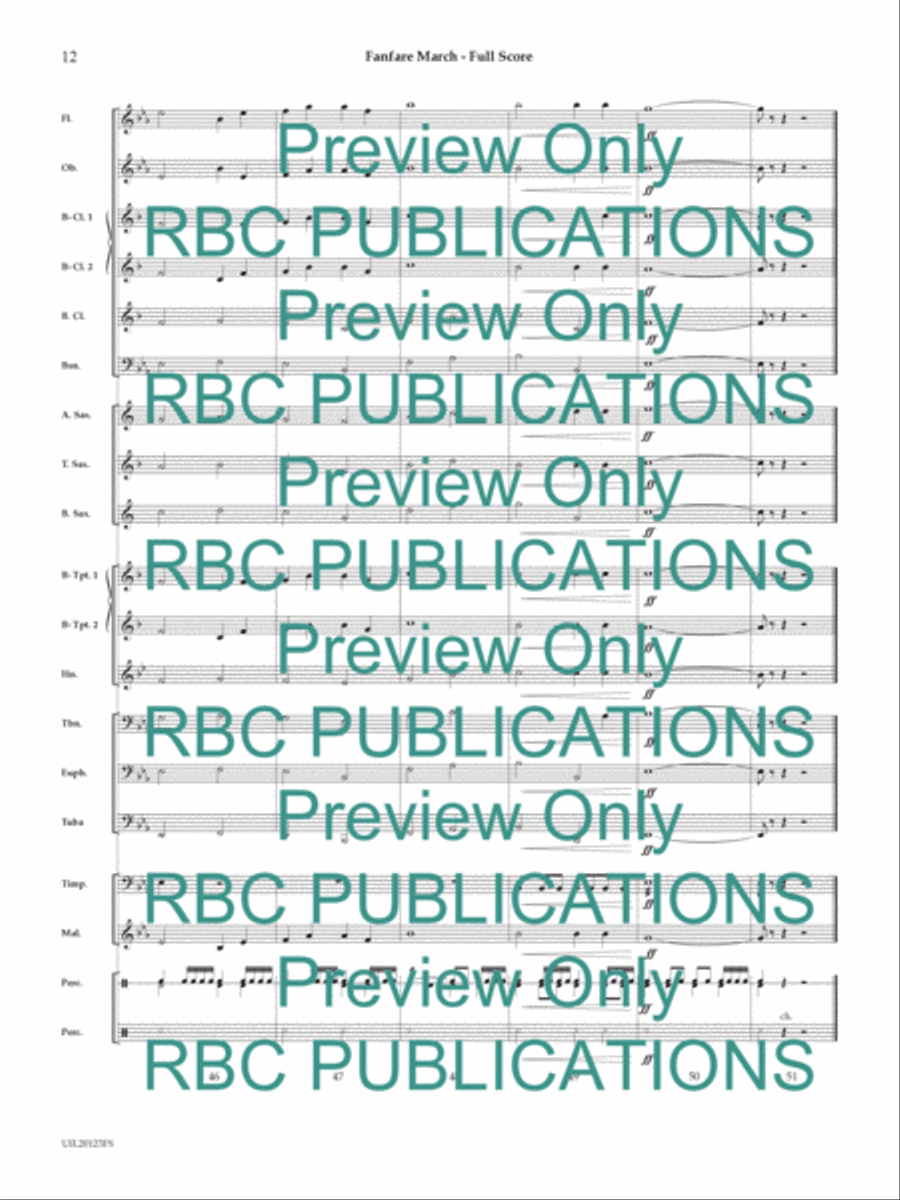 Fanfare March (Score) Concert Band scores gallery preview page 13