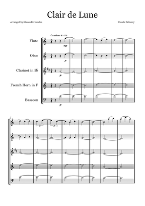 Book cover for Clair de Lune by Debussy - Woodwind Quintet