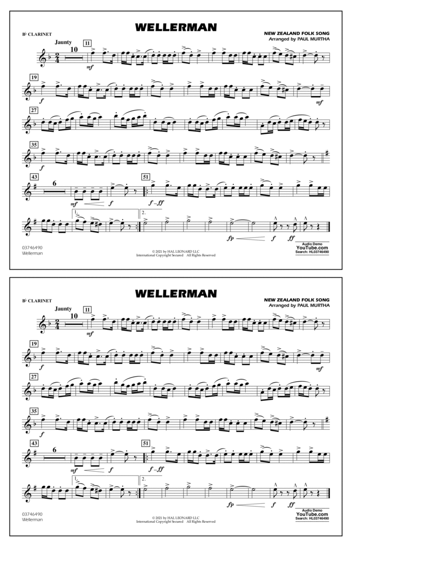 Wellerman (arr. Paul Murtha) - Bb Clarinet