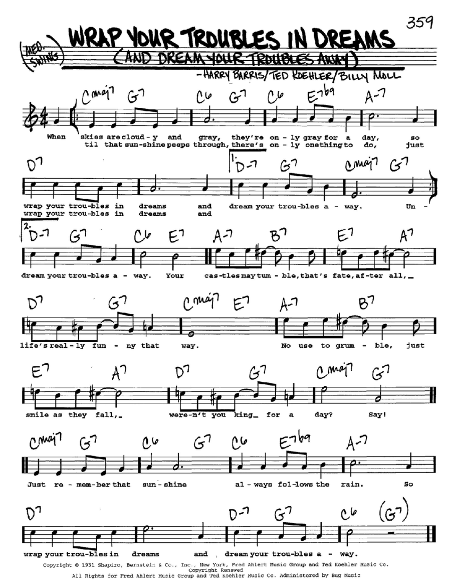Wrap Your Troubles In Dreams (And Dream Your Troubles Away) Voice scores gallery preview page 1