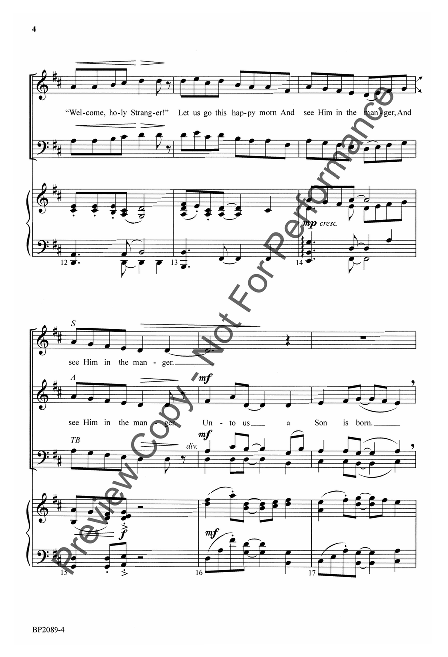 Unto Us a Son Is Born 4-Part scores gallery preview page 4