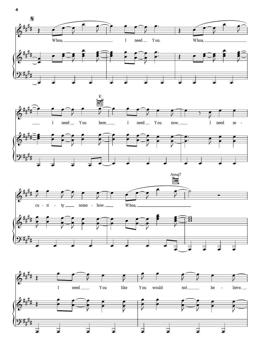 I Need You I Need You Piano, Vocal, Guitar scores gallery preview page 4
