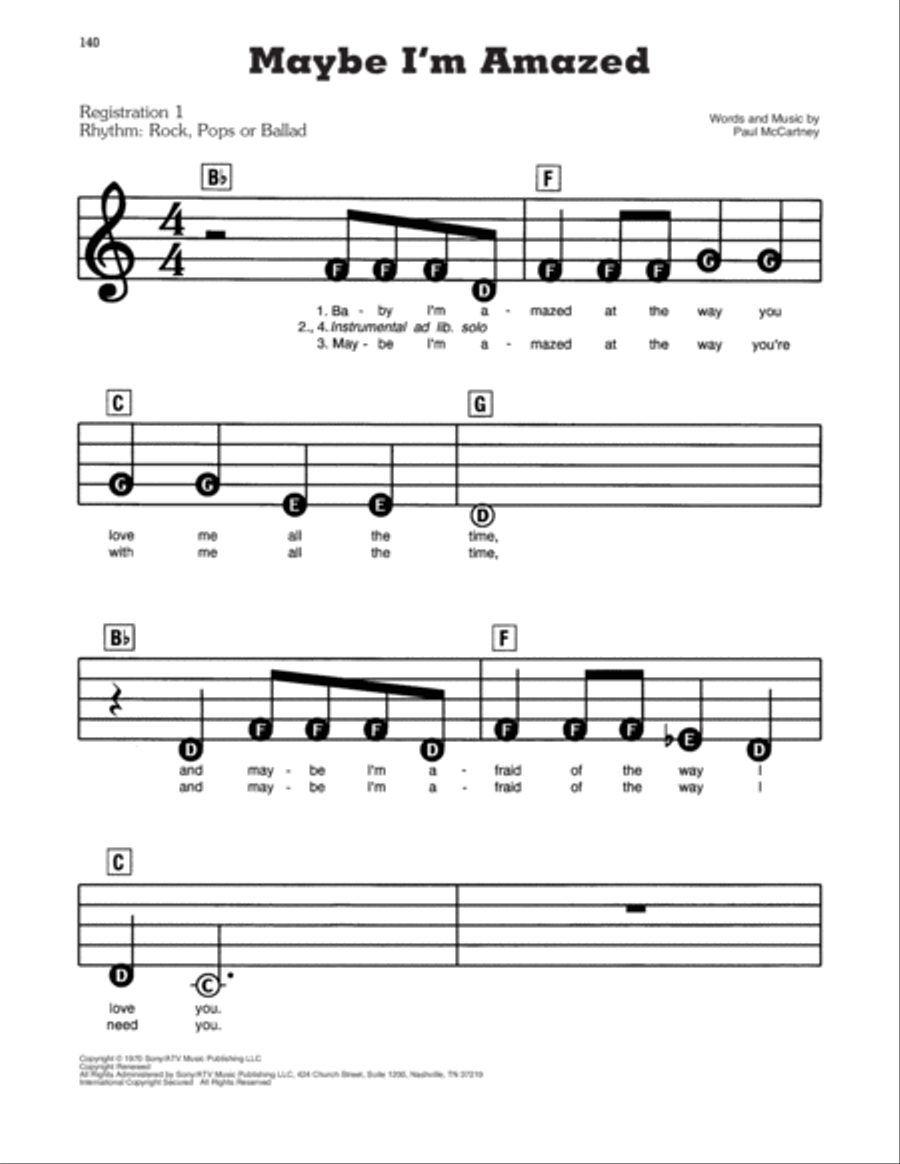 Maybe I'm Amazed Maybe I'm Amazed Electronic Keyboard scores gallery preview page 1