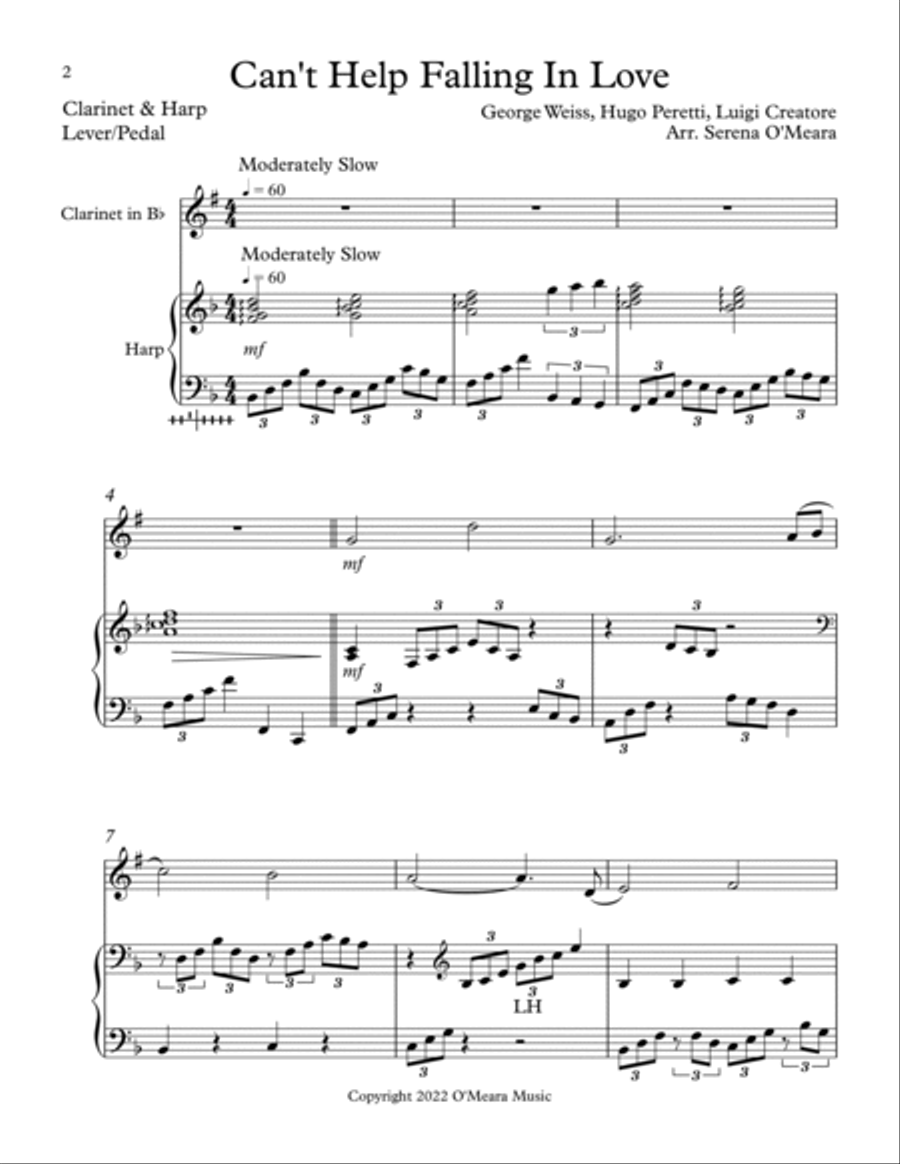 Can't Help Falling In Love Clarinet scores gallery preview page 2