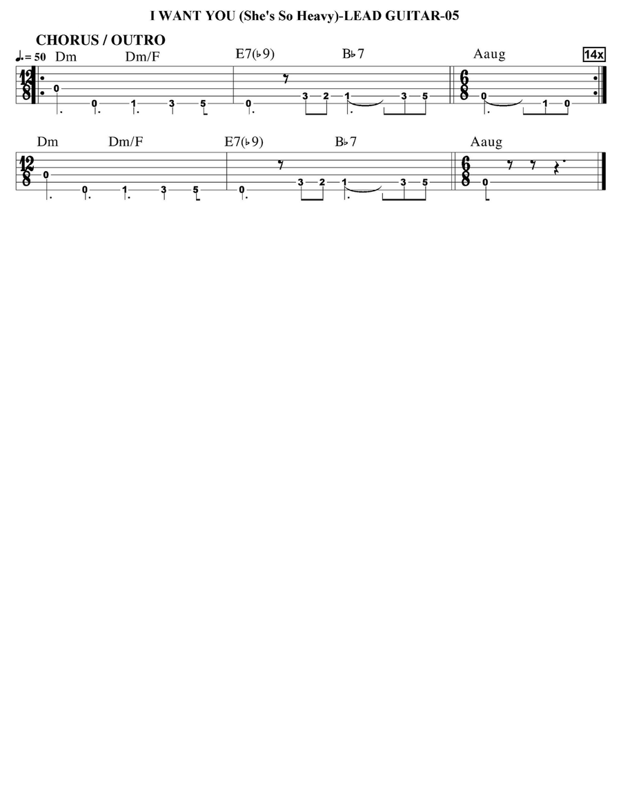 I Want You (she's So Heavy) Guitar Tablature scores gallery preview page 5