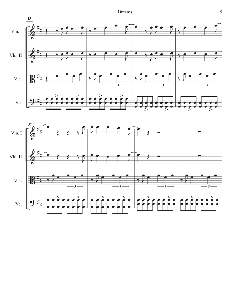 Dreams String Quartet scores gallery preview page 5