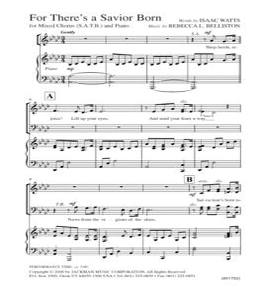 For There's a Savior Born - SATB 4-Part scores gallery preview page 2