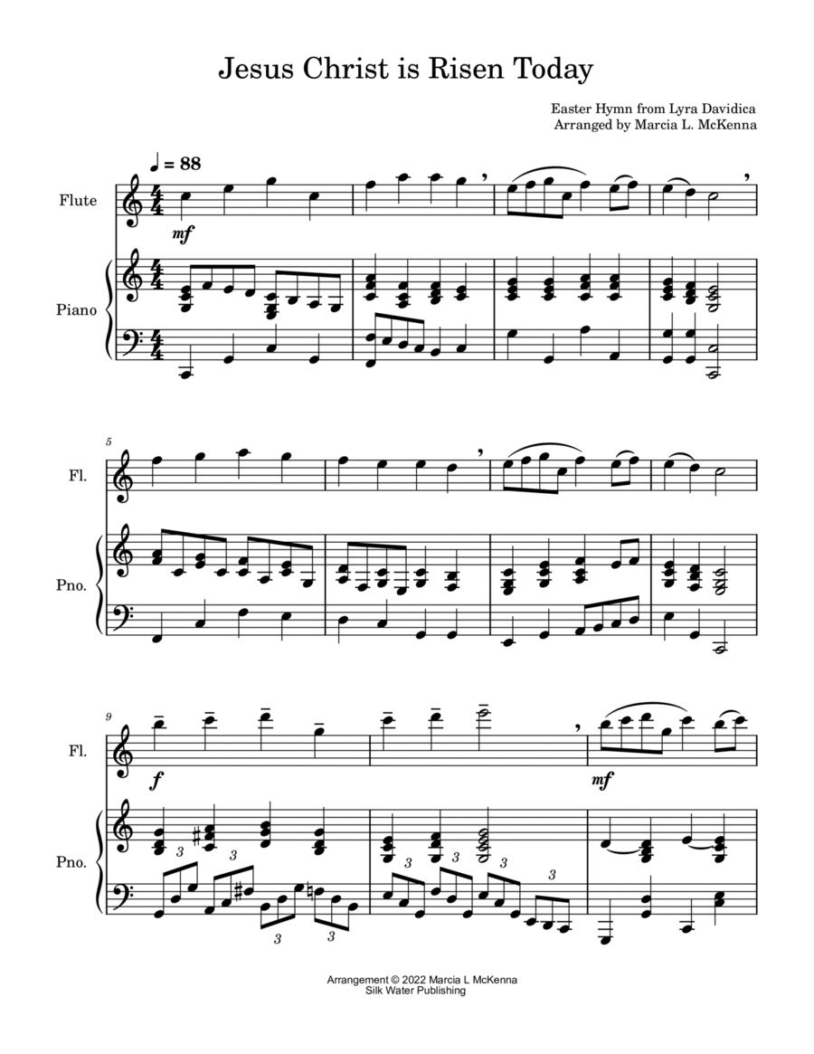 Jesus Christ is Risen Today Flute Solo scores gallery preview page 1