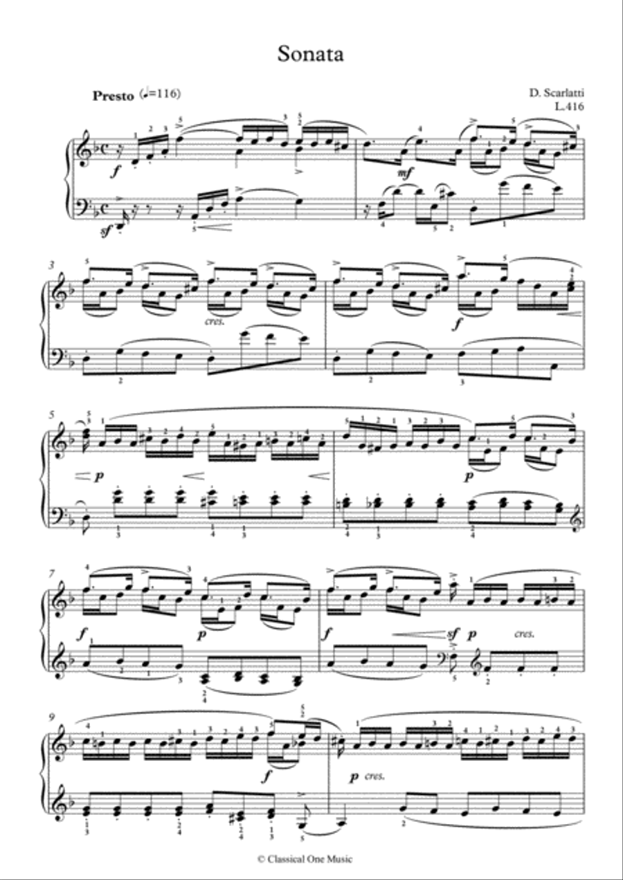 Scarlatti-Sonata in d-minor L.416 K.18(piano) Piano Solo scores gallery preview page 2