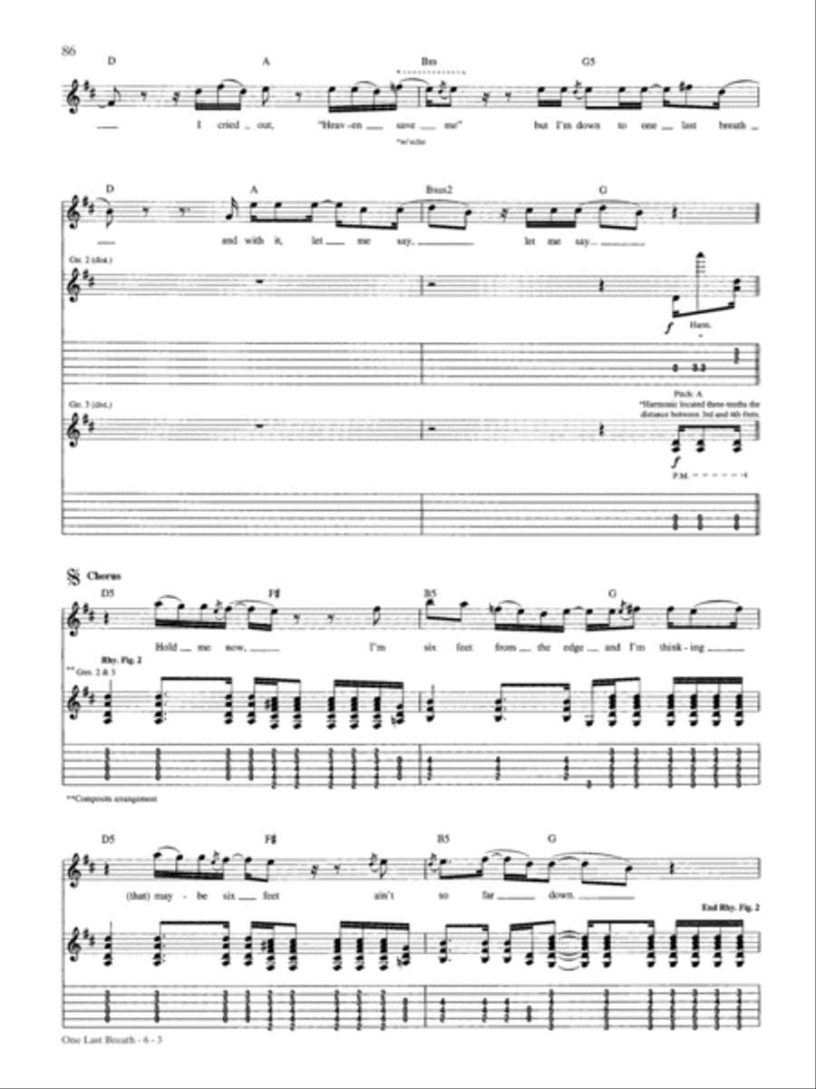 One Last Breath Guitar Tablature scores gallery preview page 3