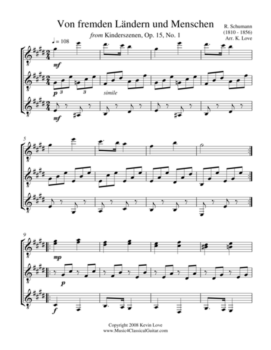 Von fremden Landern und Menschen (Guitar Trio) - Score and Parts image number null