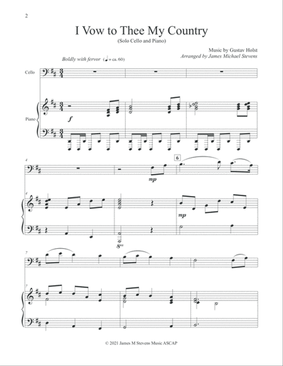 I Vow to Thee My Country - Cello & Piano Piano scores gallery preview page 2
