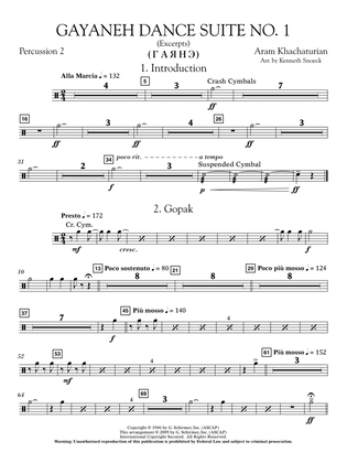 Book cover for Gayenah Dance Suite No. 1 (Excerpts) (arr. Kenneth Snoeck) - Percussion 2