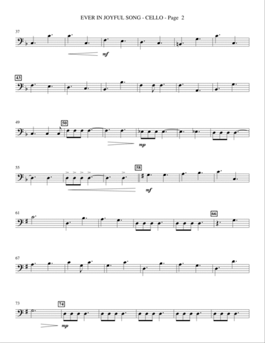 Ever In Joyful Song - Cello Choir scores gallery preview page 2