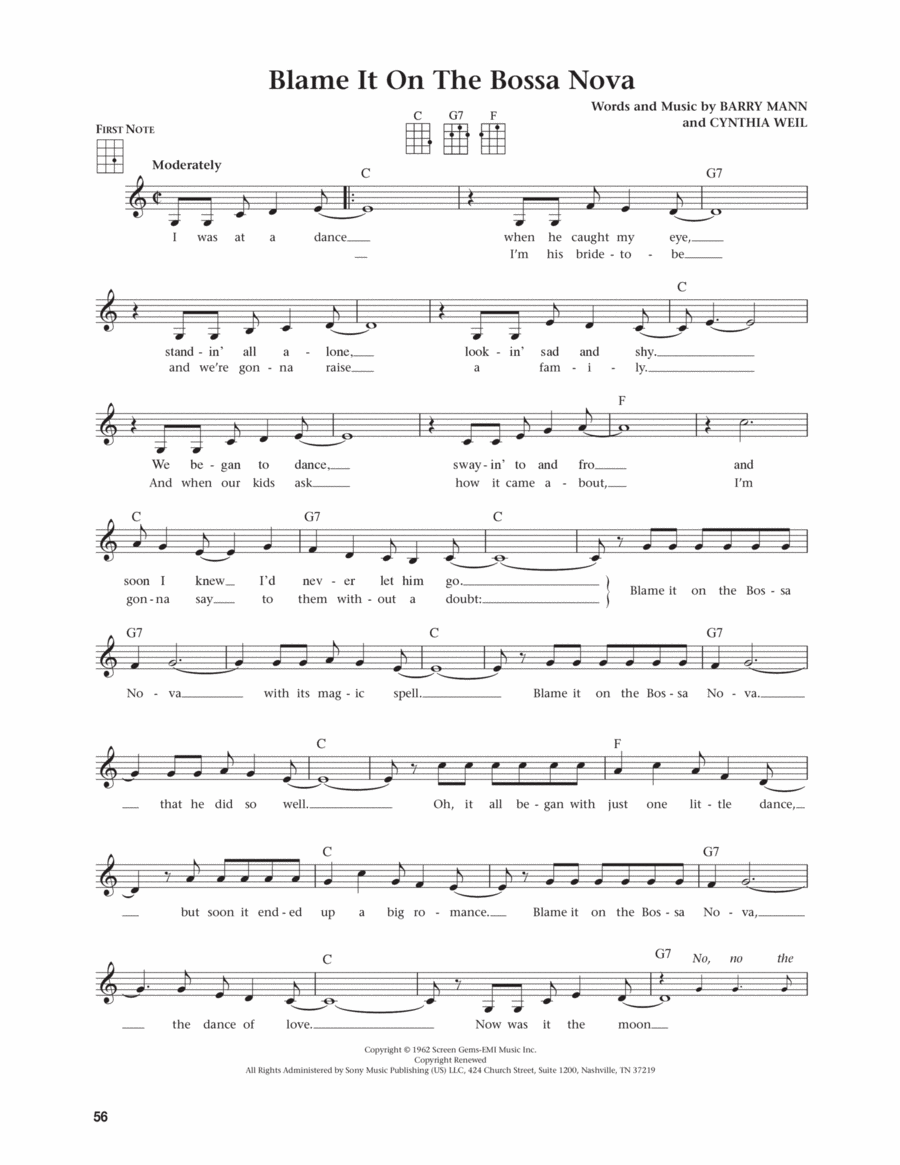 Blame It On The Bossa Nova (from The Daily Ukulele) (arr. Jim Beloff) Ukulele scores gallery preview page 1
