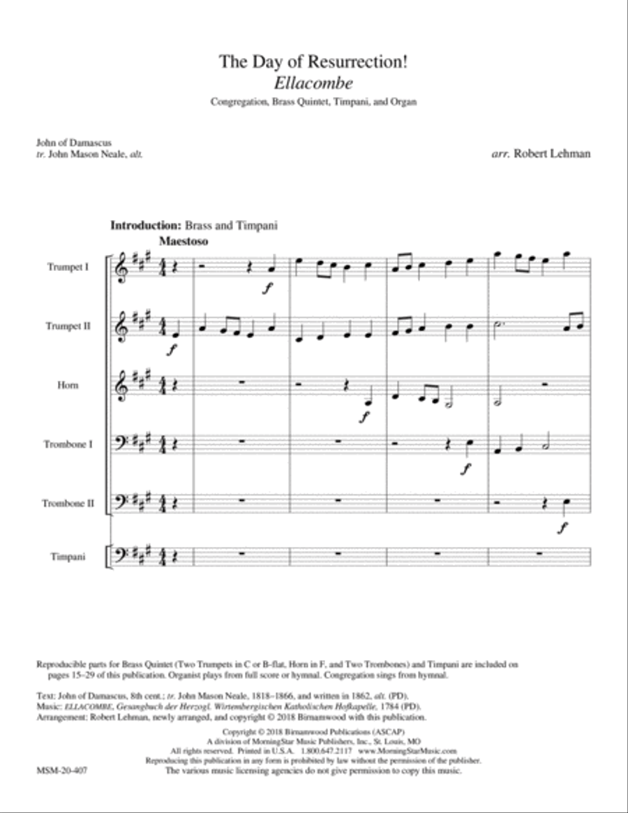 The Day of Resurrection! (Ellacombe) Choir scores gallery preview page 1