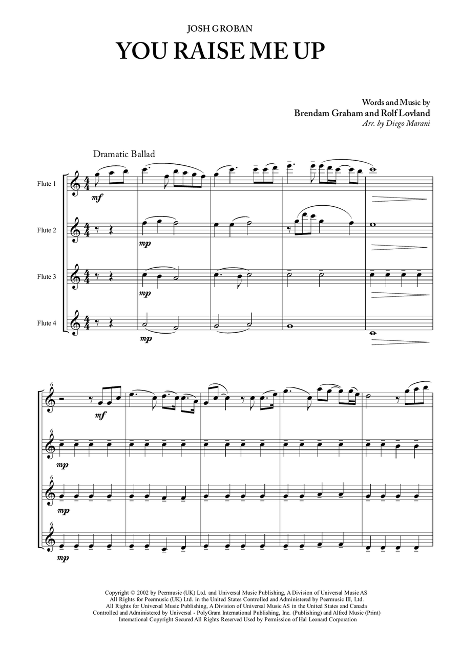 You Raise Me Up Woodwind Quartet scores gallery preview page 3