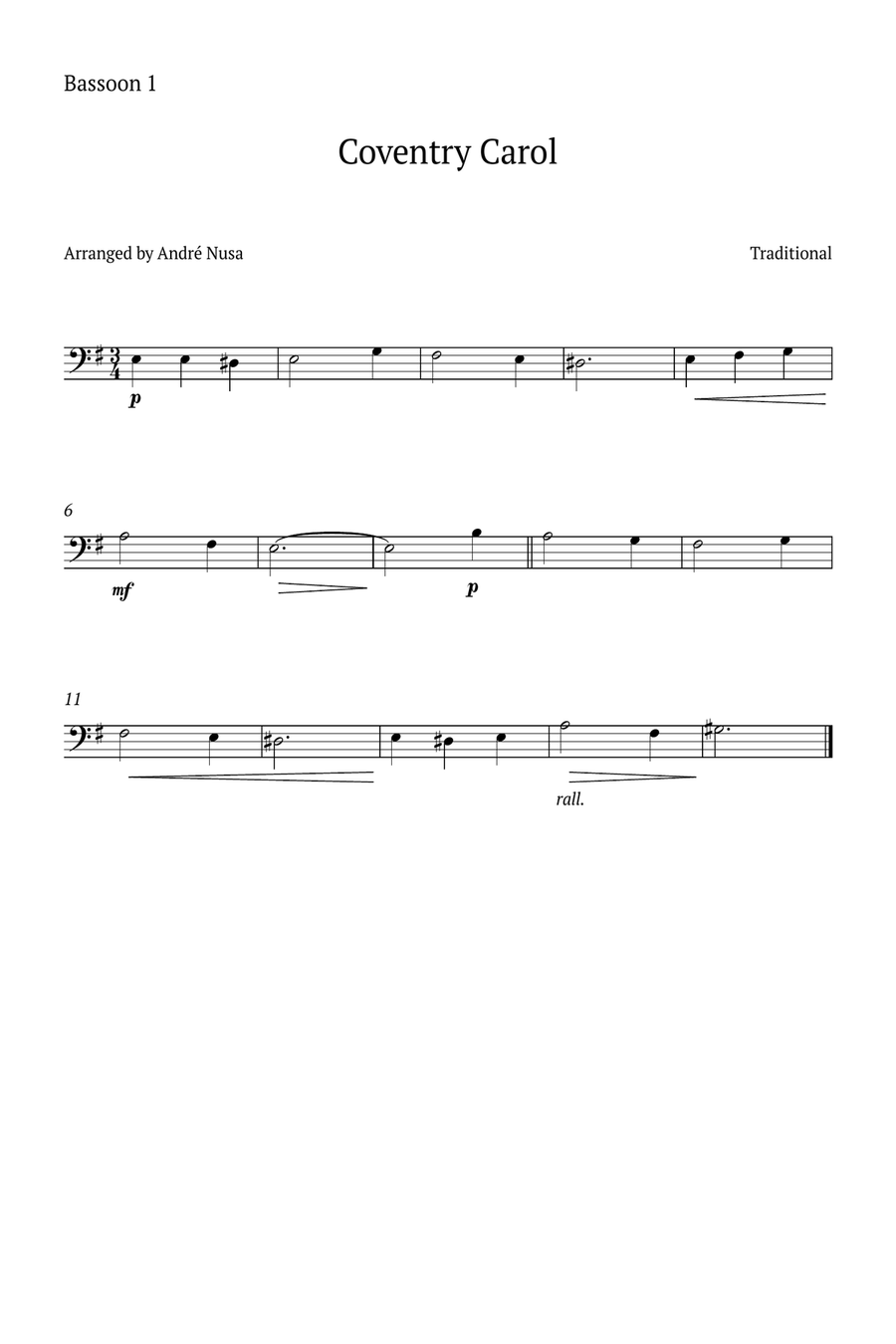Conventry Carol Woodwind Duet scores gallery preview page 2