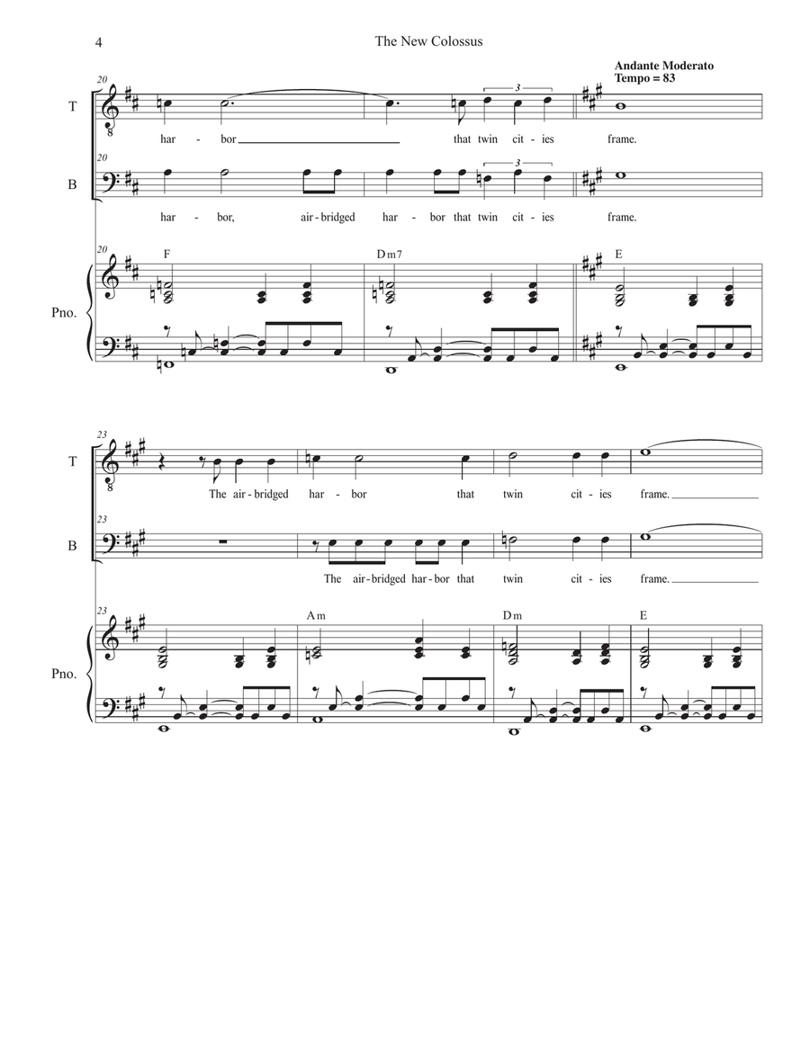 The New Colossus (Duet for Tenor and Bass solo) Bass Voice scores gallery preview page 5