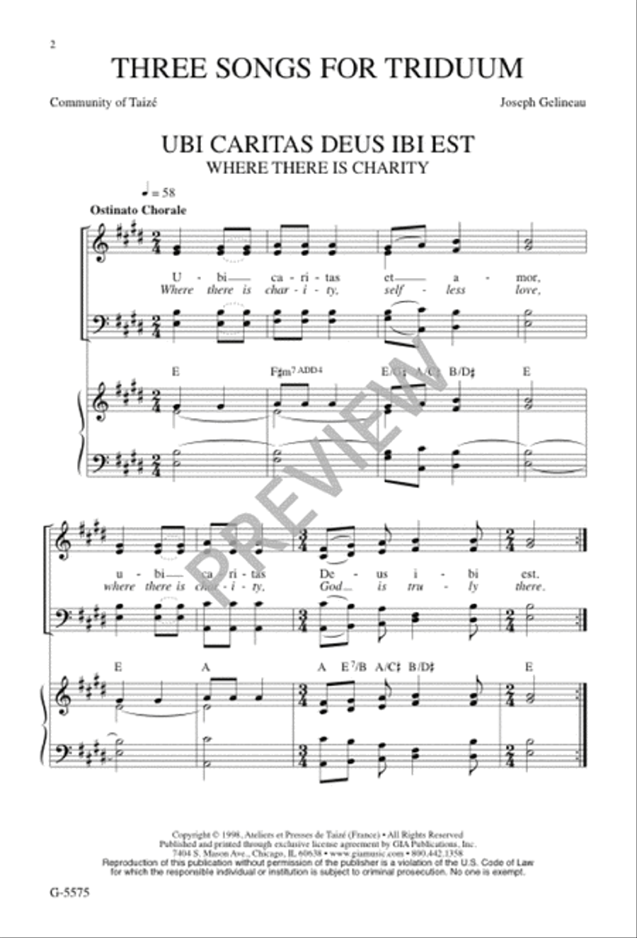 Three Songs for Triduum Three Songs for Triduum 4-Part scores gallery preview page 2