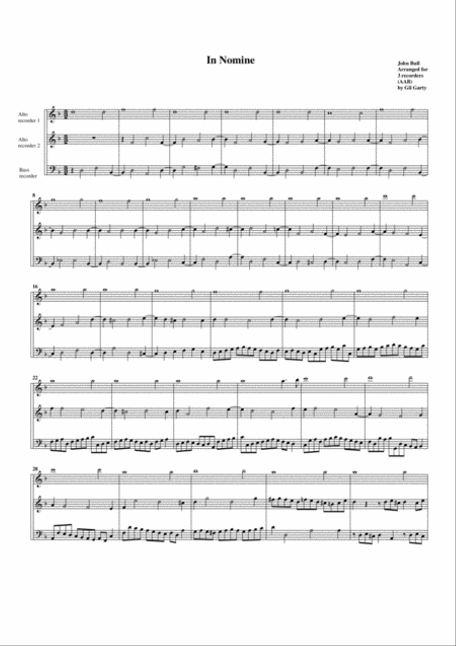 In Nomine a3 (arrangement for 3 recorders) Recorder scores gallery preview page 1