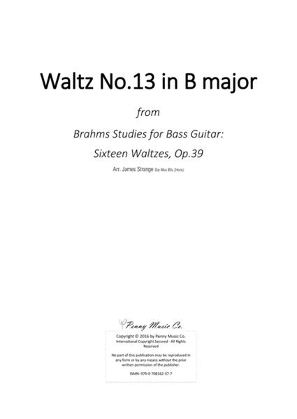 Brahms Waltz No.13 in B Major for Bass Guitar