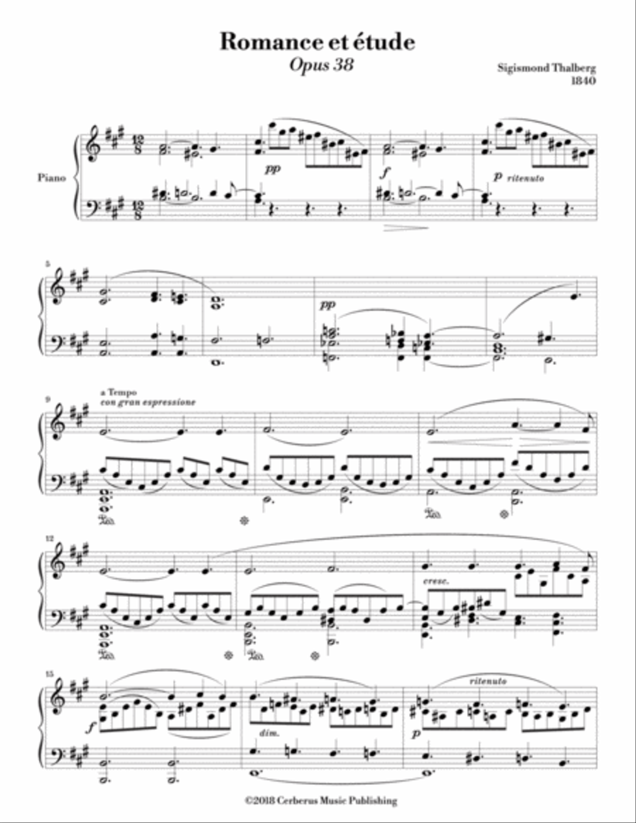 Romance et étude (Romance and Etude), Op. 38 - Thalberg Piano Method scores gallery preview page 1