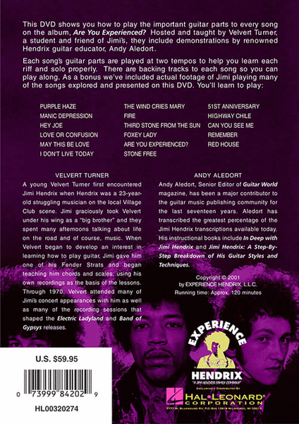 Jimi Hendrix - Learn to Play the Songs from Are You Experienced DVD