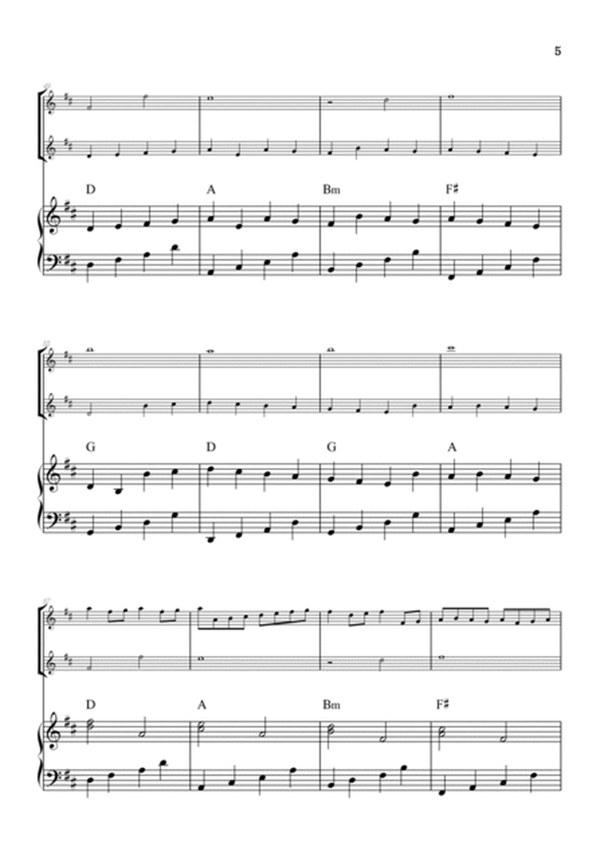 Pachelbel Canon in D • flute duet sheet music w/ piano accompaniment [chords] image number null