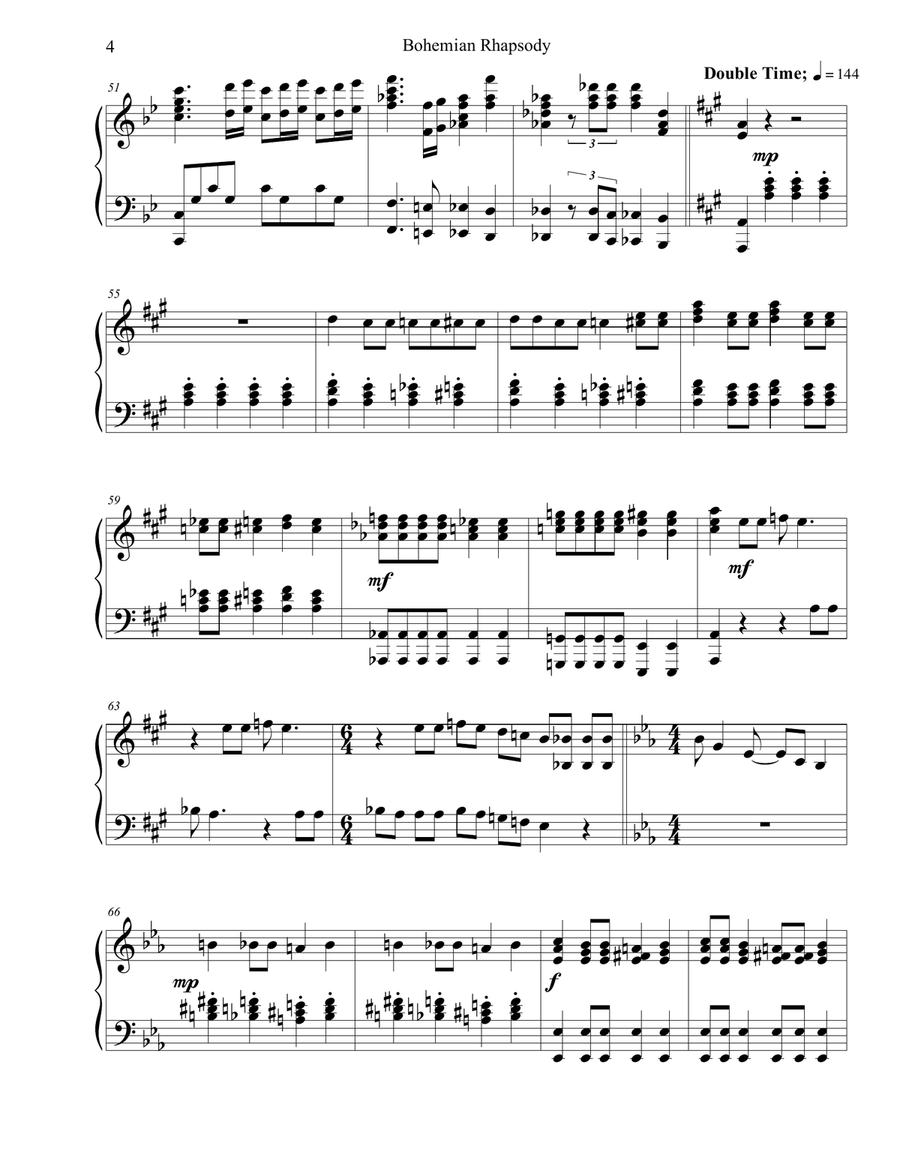 Bohemian Rhapsody Piano Solo scores gallery preview page 4