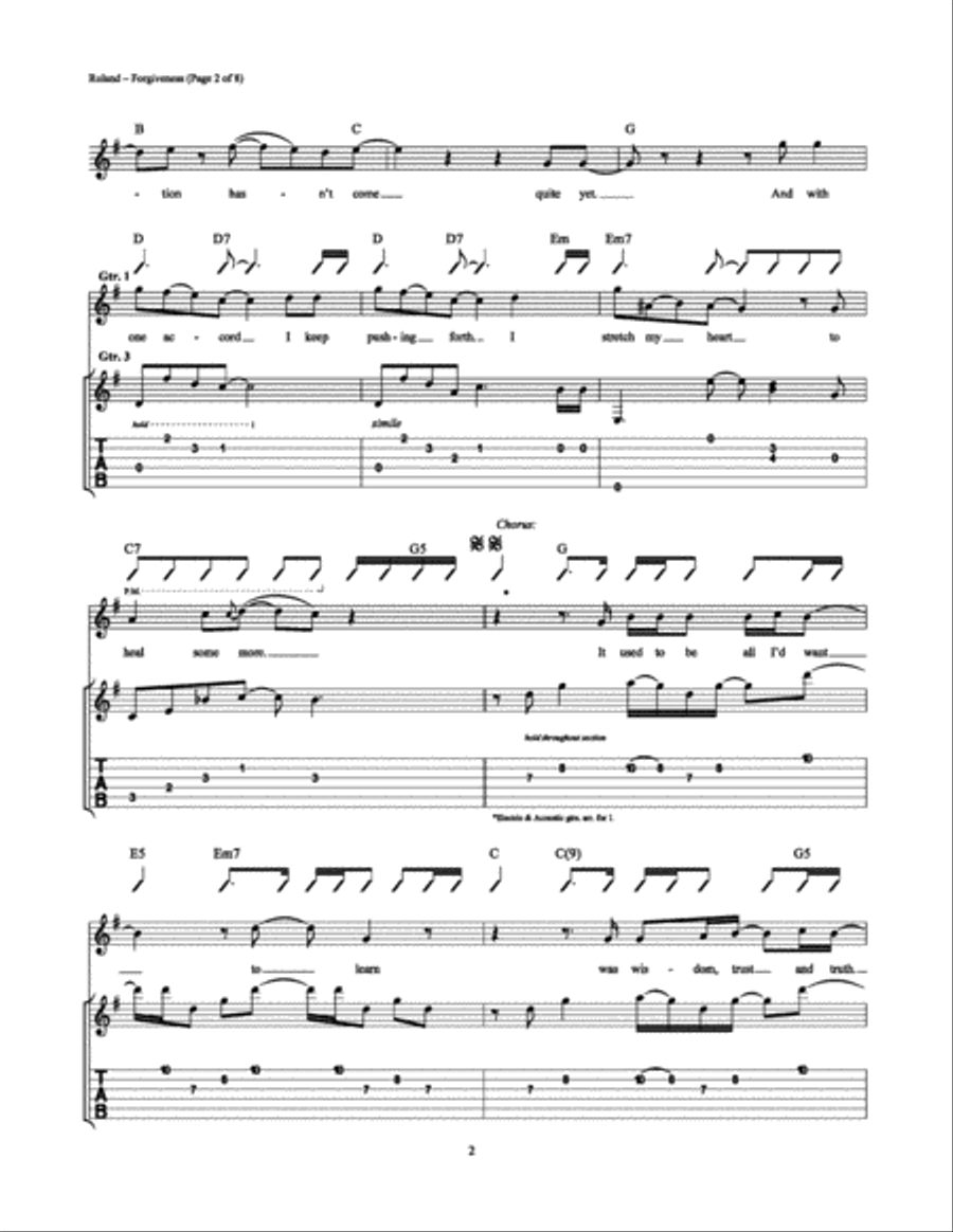 Forgiveness Electric Guitar scores gallery preview page 2