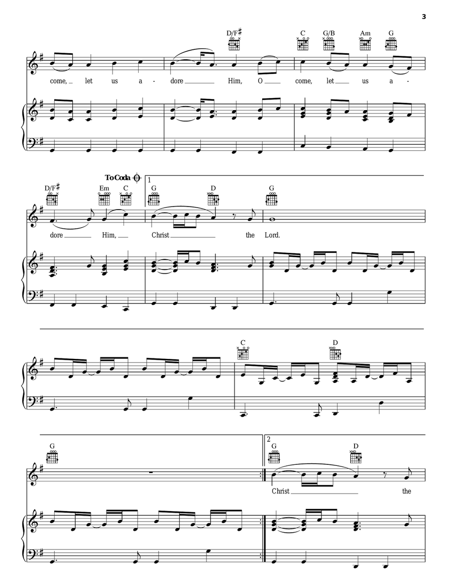 O Come, All Ye Faithful O Come, All Ye Faithful Piano, Vocal, Guitar scores gallery preview page 3