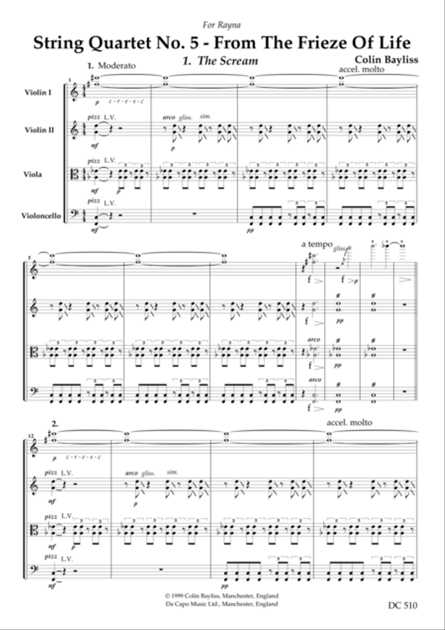 String Quartet No. 5 From The Frieze Of Life (parts) String Quartet scores gallery preview page 1